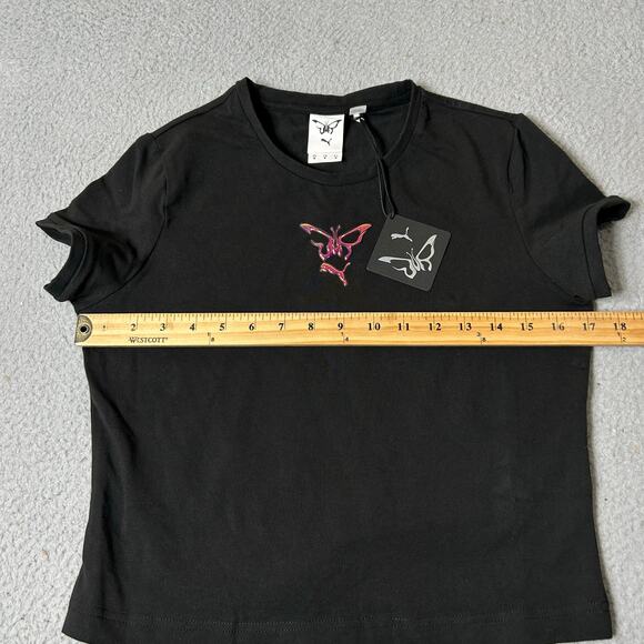 Puma x Dua Lipa Tee Womens M Black Short Sleeve Pullover Basic Slim T Shirt NEW - Picture 6 of 12